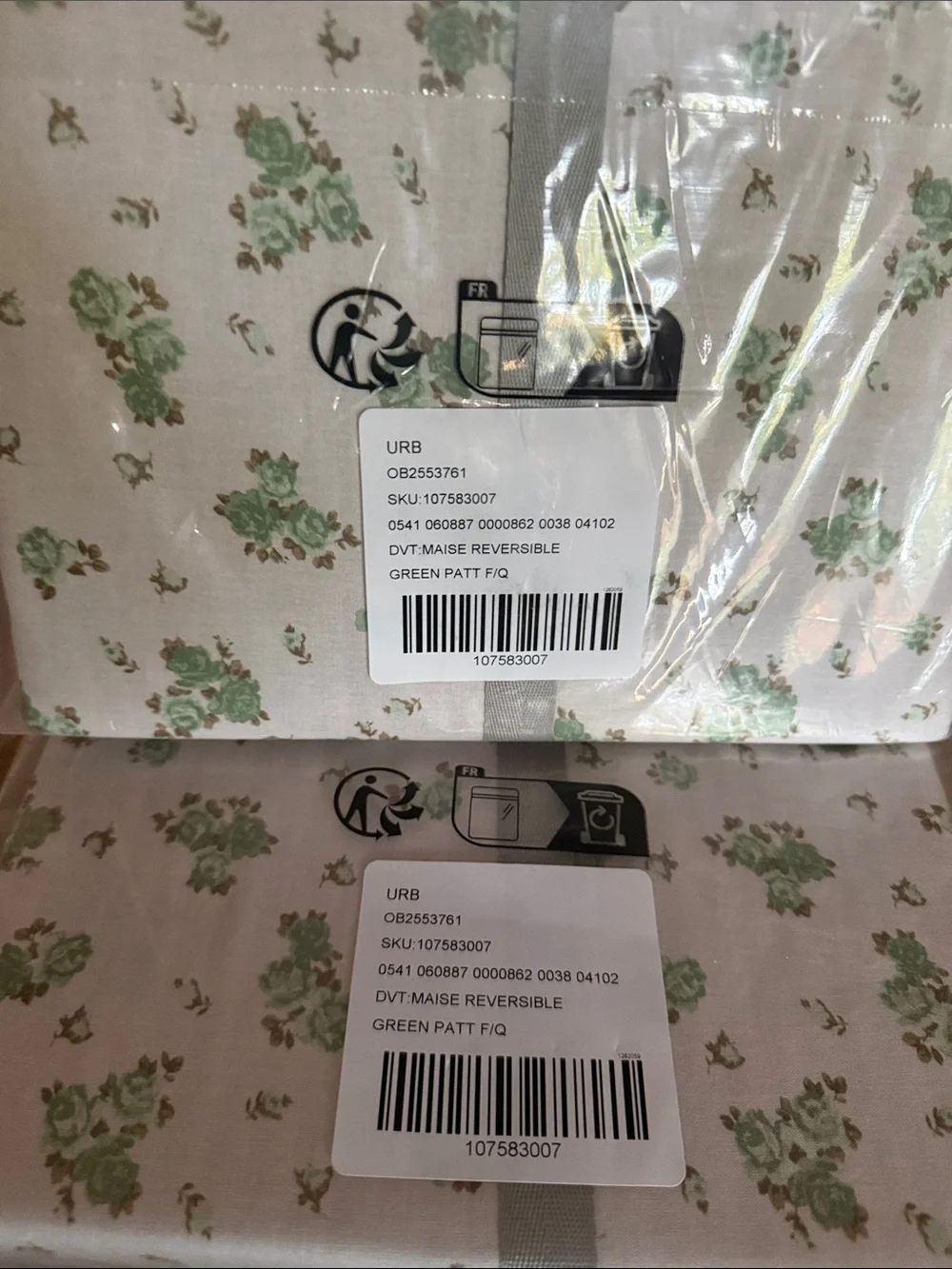 Maise Green Floral & Stripe Reversible Comforter Set from Urban Outfitters